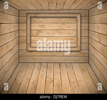 Empty frame in wooden interior Stock Photo