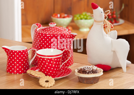 Red tea set Stock Photo