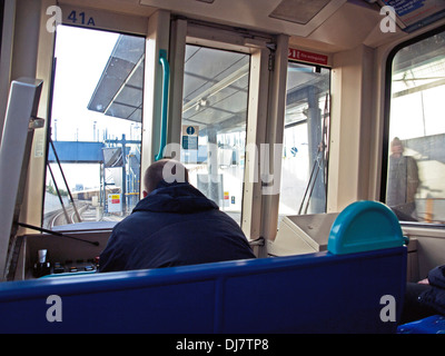 Inside a DLR train at Canning Town Station, London, England, United Kingdom Stock Photo