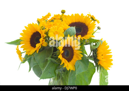 sunflowers  and marigold flowers bouquet Stock Photo