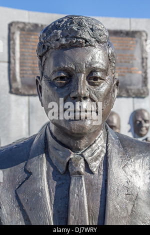 Bronze statue of John F. Kennedy on quayside at New Ross, Co. Wexford ...