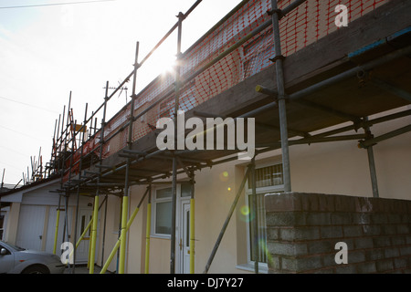 An external wall insulation system EWI being installed as part of the UK Governments Energy Company Obligation ECO Stock Photo