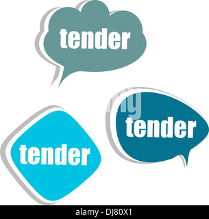 tender word on modern banner design template. set of stickers, labels, tags, clouds Stock Photo