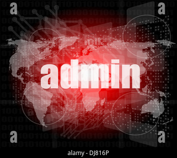 admin words on digital touch screen interface Stock Photo