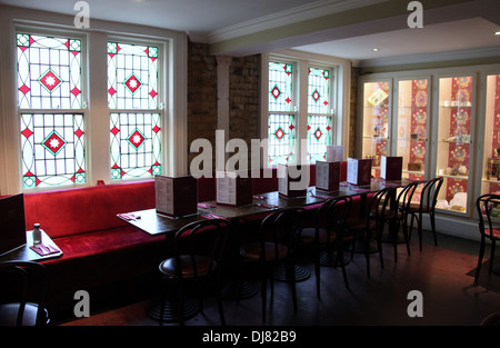 Stained Glass Windows of Bewley's Cafe on Grafton Street in Dublin Stock Photo