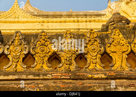 The Maha Aungmye Bonzan Monastery decoration detail, well-known as Me Nu Oak Kyaung in Innwa, Mandalay, Myanmar. Stock Photo