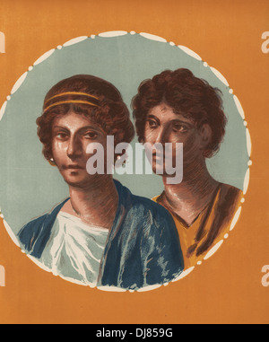 Portrait of a man and woman from an unidentified house in Pompeii. Stock Photo