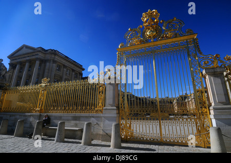 Golden gates of the Palace at Versailles, Paris, France. No MR or PR Stock Photo