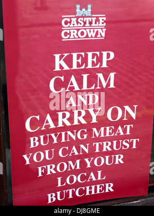 Butcher advert after the horse scare UK Stock Photo