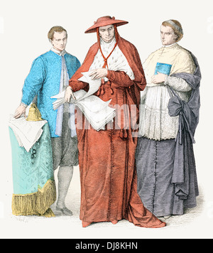 16th XVI 17th century XVII Italian Ecclesiastical costumes Cardinal  and prelate Stock Photo