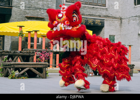 Lion dance ,Zumiao ancestral temple ,Foshan ,China Stock Photo