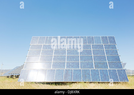 Solar panel in rural landscape Stock Photo