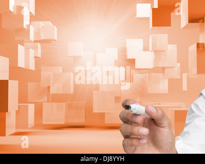 Businessman about to write something Stock Photo