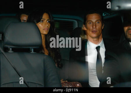 Matthew McConaughey and Camila Alves arriving at the aftershow party of the movie 'Paperboy' at Carlton Beach during the 65th Cannes Film Festival. Cannes, France - 24.05.2012 Stock Photo