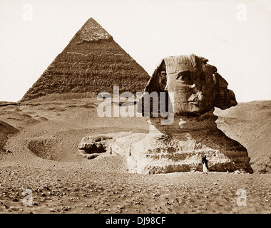 Egypt Sphinx and Great Pyramid of Giza Victorian period Stock Photo