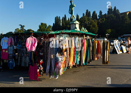 Clothing Souvenir Shop with David Statue, Piazzale Michelangelo, Florence, Italy Stock Photo