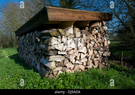Log store, UK Stock Photo