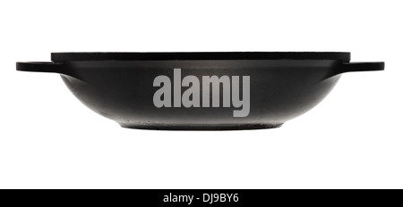 side view of flatter-bottomed karahi pan isolated on white background Stock Photo