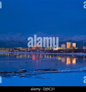 Anchorage Skyline & Chugach Mtns Winter Alaska Stock Photo - Alamy