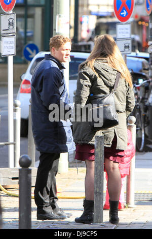 Matthias Schweighoefer is visited by his daughter Greta on the set of ...