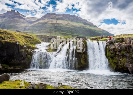 Kirkjufellsfoss (Church Mountain Falls), Grundarfjordur, Snaefellsnes Peninsula, Iceland Stock Photo