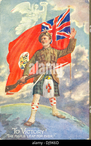 World War One patriotic postcard titled 'The Maple Leaf for ever!' Stock Photo