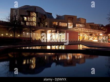 Scottish parliament dusk, Edinburgh Scotland UK Stock Photo