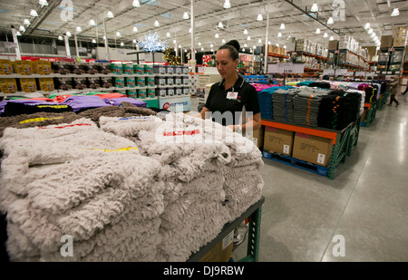 COSTCO  warehouse club fully stocked with merchandise sold in bulk at newly opened store in Cedar Park, Texas Stock Photo