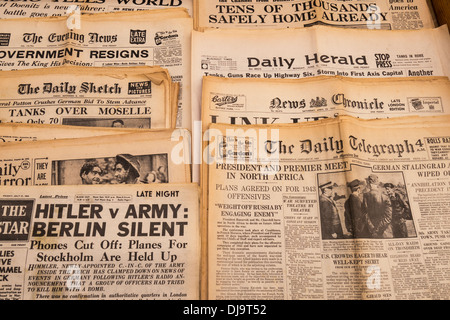 Old Fashioned Wartime Newspapers Stock Photo