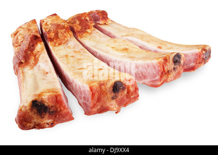 smoked pork ribs isolated on white Stock Photo