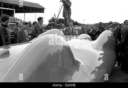 Donald Campbell's Land Speed Record car Bluebird on public test at Goodwood, England Easter Monday 1960. Stock Photo