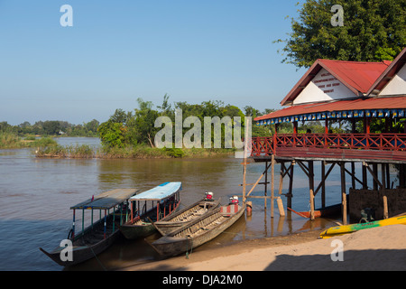 Don Det island in the Mekong River, 4000 Islands in Southern Laos Stock Photo