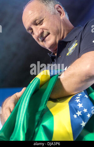 Sao Paulo, Brazil . 25th Nov, 2013. Coach of the Brazilian national soccer team Luiz Felipe Scolari attends a press conference in Sao Paulo, Brazil, Nov. 25, 2013. (Xinhua/Rahel Patrasso) (py) Credit:  Xinhua/Alamy Live News Stock Photo