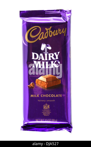 Bar of Cadbury Dairy Milk milk chocolate candy, USA Stock Photo
