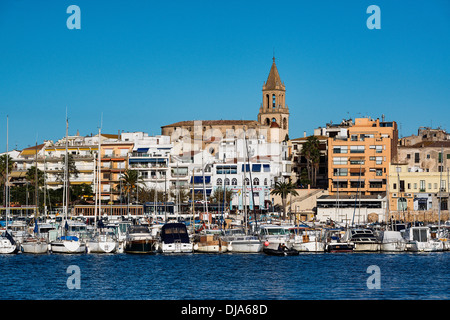 Overview of the harbor of Palamos, Spain Stock Photo
