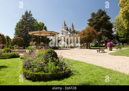 The municipal gardens in the royal city of Loches in the Indre et Loire district of France Stock Photo