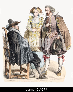 17th century XVII German Citizens Stock Photo