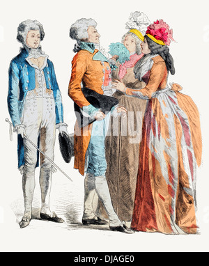 Late 18th century XVIII French Citizens 1790 1792 Stock Photo