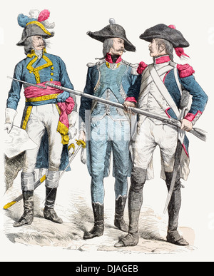 Late 18th century XVIII French General and infantry officers Stock Photo