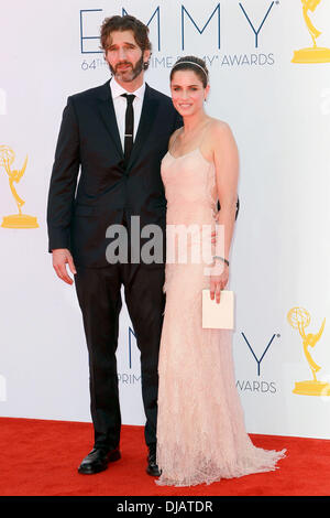 David Benioff and Amanda Peet 64th Annual Primetime Emmy Awards, held at Nokia Theatre L.A. Live - Arrivals Los Angeles, California - 23.09.12 Stock Photo