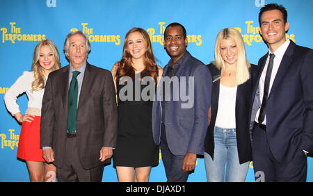 Jenni Barber, Henry Winkler, Alicia Silverstone, Daniel Breaker, Ari Graynor and Cheyenne Jackson Meet and greet with the cast of the Broadway comedy ‘The Performers’ held at the Hard Rock Cafe New York City, USA – 25.09.12 Stock Photo