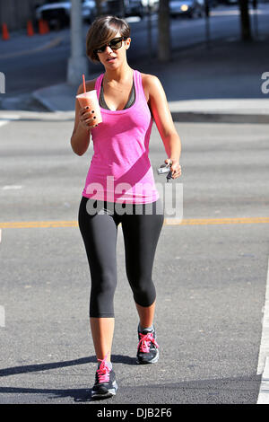 Frankie Sandford is seen getting a smoothie after having a gym workout. Los Angeles, California - 29.09.12 Stock Photo