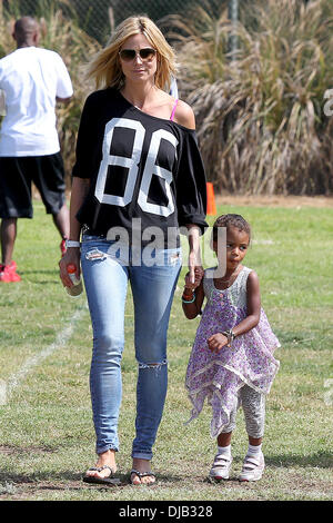 Heidi Klum and Daughter Lou Klum Samuel attending a kids soccer game in
