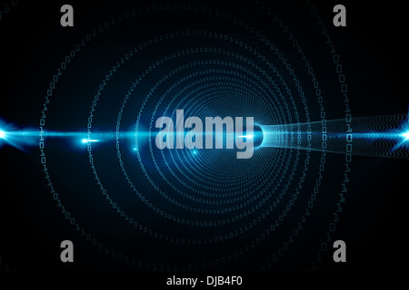 Spiral of binary code on black background Stock Photo