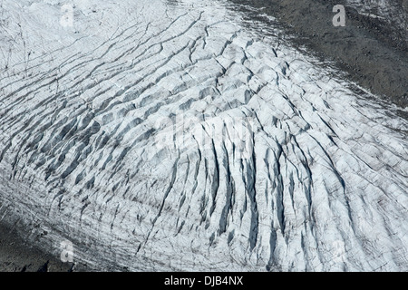 Morteratsch Glacier or Vadret da Morteratsch on Munt Pers Mountain, Canton of Grisons, Switzerland Stock Photo