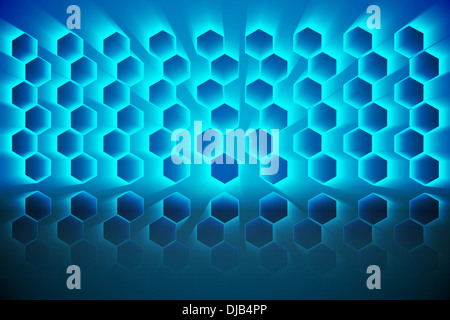 Black background with shiny hexagons Stock Photo