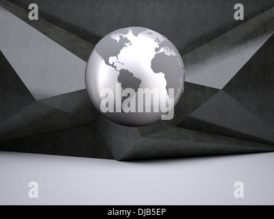 Planet on grey abstract background Stock Photo