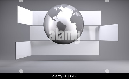 Planet on grey abstract background Stock Photo