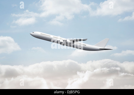 3D plane taking off in the sky Stock Photo - Alamy