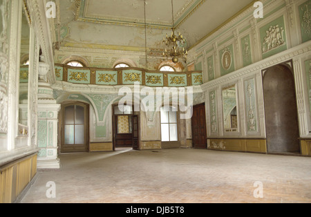 Large wooden gate in the ancient building Stock Photo